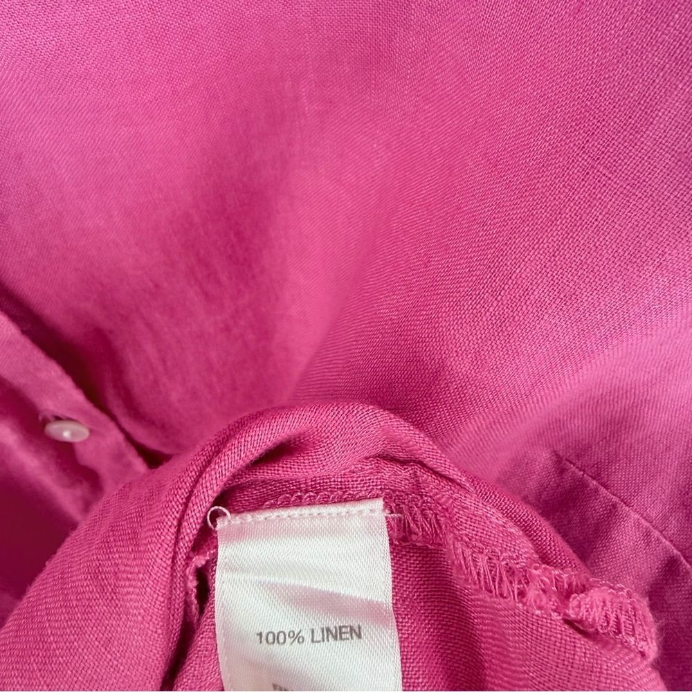 J.Jill love linen pink button up long sleeve blouse women’s size XL resort beach - Picture 3 of 5
